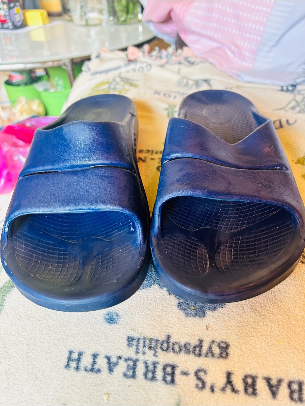 Oofos Women’s Navy Blue Slide Sandals Sz 10/12 W